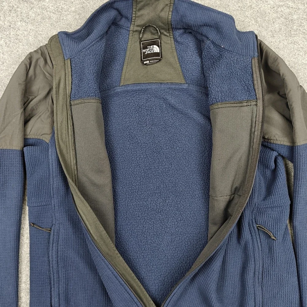 The North Face Jacket Mens Large Blue Gray Fleece‎ Full Zip Colorblock Hiking